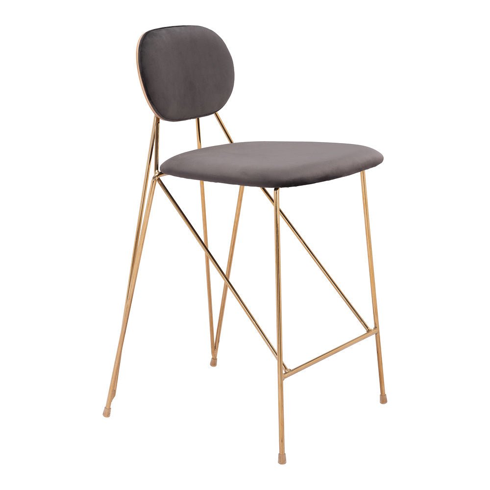 Banco Mostrador para Restaurante - ZUO GEORGES - Varios Colores - Asiento y Respaldo Tapizados en Tela Tipo Terciopelo - 109662 - Zuo - NOGAL BEAT - Banco Comercial