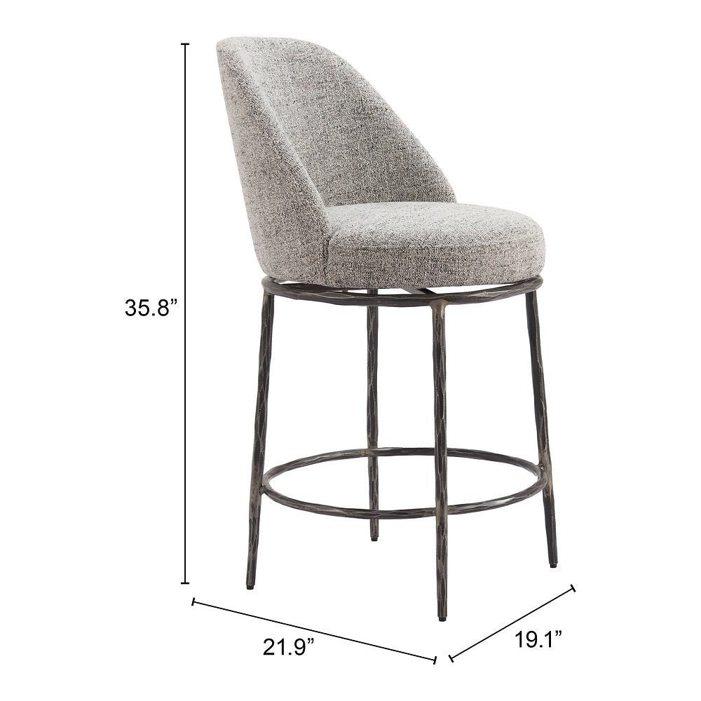 Banco Mostrador para Restaurante - ZUO NORDHAVN - Varios Colores - Asiento y Respaldo Tapizados en Tejido Texturizado - 110274 - Zuo - NOGAL BEAT - Banco Comercial