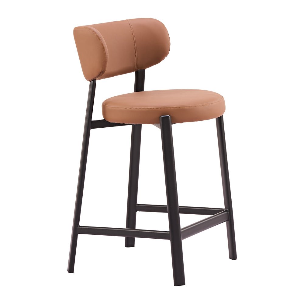 Banco Mostrador para Restaurante - ZUO PRAIRIE - Café - Asiento y Respaldo Tapizados en Piel Sintética - 111210 - Zuo - NOGAL BEAT - Banco Comercial