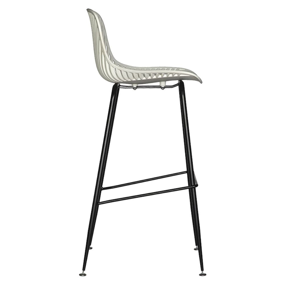 Banco comercial Albar PL-70 con respaldo de polipropileno, estructura de metal y base negra