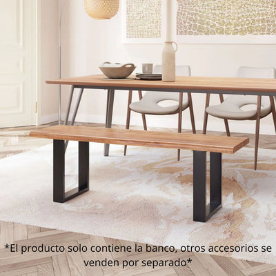 BANCO NOGAL BEAT LOUISA | Banco Ocasional Decorativo Hogar | 46 cm | Estructura Hierro Negro | Natural | Madera Teñida | Interior - 109453 - Zuo - NOGAL BEAT - Bancos