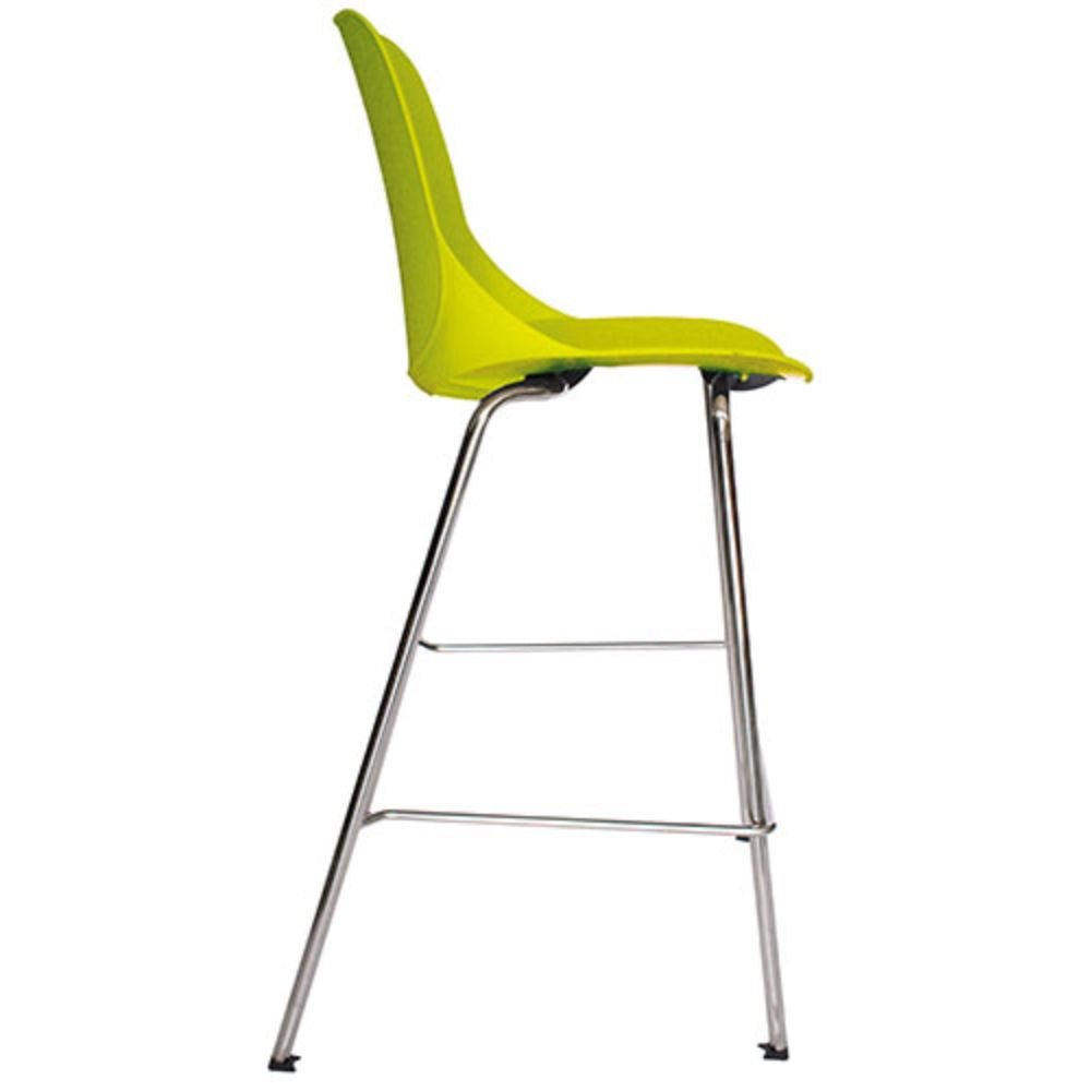 Banco alto Nogal Beat Quick OHV-47 ALTA con estructura de acero cromado, base de cuatro puntas y asiento de polipropileno
