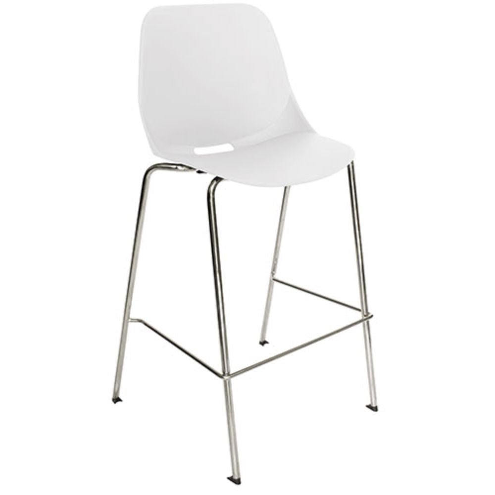 Banco alto Nogal Beat Quick OHV-47 ALTA con estructura de acero cromado, base de cuatro puntas y asiento de polipropileno