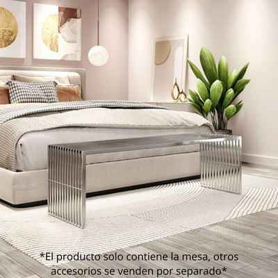 BANCO NOGAL BEAT TANIA | Banco Ocasional Decorativo Habitación | 43 cm | Plata | Acero Pulido | Interior - 109454 - Zuo - NOGAL BEAT - Bancos