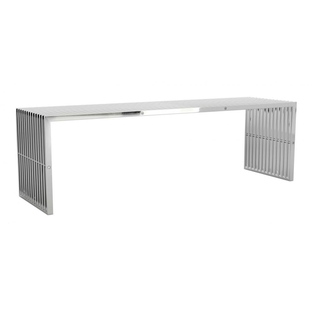 BANCO NOGAL BEAT TANIA | Banco Ocasional Decorativo Habitación | 43 cm | Plata | Acero Pulido | Interior - 109454 - Zuo - NOGAL BEAT - Bancos