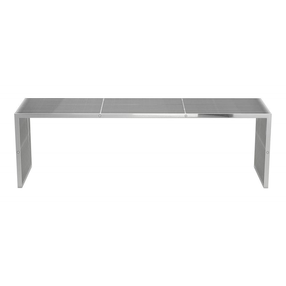 BANCO NOGAL BEAT TANIA | Banco Ocasional Decorativo Habitación | 43 cm | Plata | Acero Pulido | Interior - 109454 - Zuo - NOGAL BEAT - Bancos