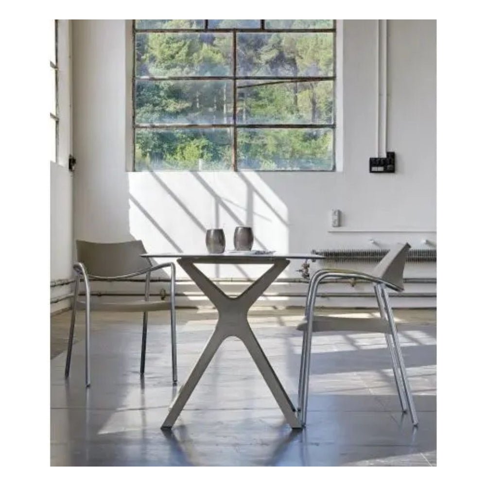 Base y Cubierta Comercial al Aire Libre Cuadrada - RESOL VELA S 70 X 70 HPL - Varios Colores - Tecnología Asistida Gas con Protección UV y Enlazadas - 03061 - Resol - NOGAL BEAT - Mesa de Terraza