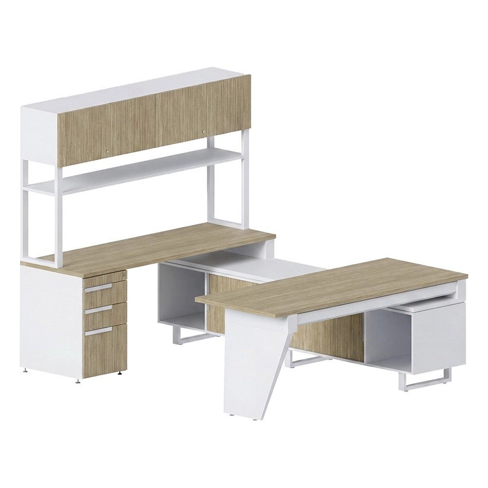 Conjunto Ejecutivo para Oficina Privada - GEBESA G-CONNECT - Pata Delta - Frente 180 cm - Derecha - GBG121RBP - GEBESA - NOGAL BEAT - Escritorio de Oficina