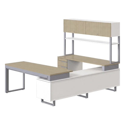 Conjunto Ejecutivo para Oficina Privada - GEBESA G-CONNECT - Pata “O” - Frente 180 cm - Izquierda - GBG120LBP - GEBESA - NOGAL BEAT - Escritorio de Oficina