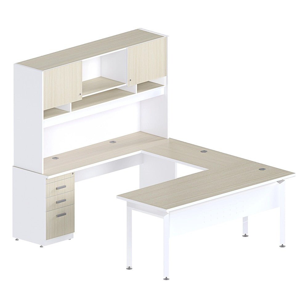 Conjunto Ejecutivo para Oficina Privada - GEBESA KENZA - Frente 180 cm - GBK120 - GEBESA - NOGAL BEAT - Escritorio de Oficina
