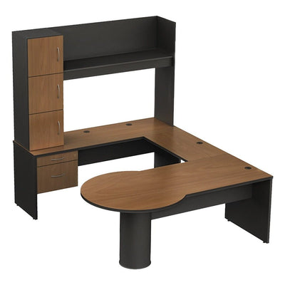Conjunto Ejecutivo para Oficina Privada - GEBESA VOLT - Frente 180 cm - GBV120 - GEBESA - NOGAL BEAT - Escritorio de Oficina