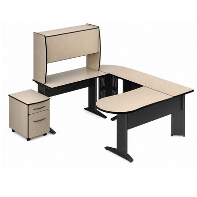 Conjunto Ejecutivo Peninsular de Oficina - GEBESA CYBER - Frente 170 cm - Estructura de Acero - GAK120MM3M28 - GEBESA - NOGAL BEAT - Escritorio de Oficina