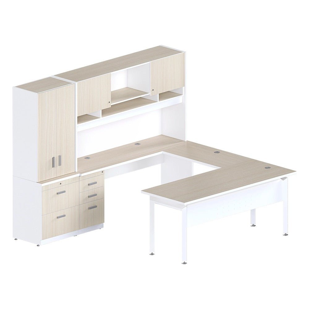 Conjunto Presidente para Oficina Ejecutiva - GEBESA KENZA - Frente 240 cm - GBK110 - GEBESA - NOGAL BEAT - Escritorio de Oficina