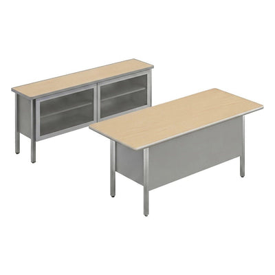 Conjunto Semi Ejecutivo para Oficina Ejecutiva - GEBESA CONCORD - Frente 150 cm - Con Puertas de Vidrio - GAO130CV - GEBESA - NOGAL BEAT - Escritorio de Oficina