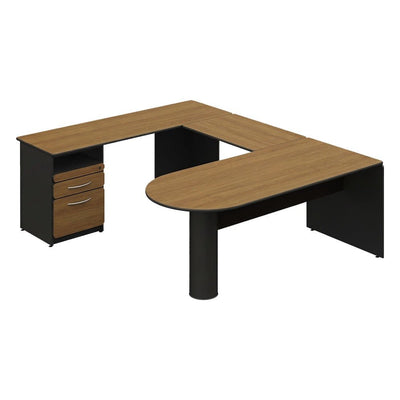 Conjunto Semi Ejecutivo para Oficina Gerencial - GEBESA BASIC - Frente 180 cm - GBA130 - GEBESA - NOGAL BEAT - Escritorio de Oficina