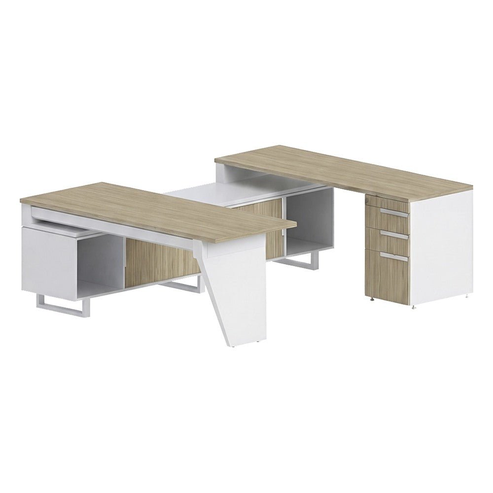 Conjunto Semi Ejecutivo para Oficina Privada - GEBESA G-CONNECT - Pata Delta - Frente 180 cm - Izquierda - GBG131LCN - GEBESA - NOGAL BEAT - Escritorio de Oficina