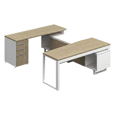 Conjunto Semi Ejecutivo para Oficina Privada - GEBESA G-CONNECT - Pata “O” - Frente 180 cm - Derecha - GBG130RCN - GEBESA - NOGAL BEAT - Escritorio de Oficina