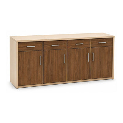 Credenza para Área Ejecutiva - GEBESA MESAS CONFIGURABLES - 4 Puertas y 4 Cajones - Frente 180 cm - Cuerpo Baja Presión y Frentes de Chapa - GBJ538180CNBP - GEBESA - NOGAL BEAT - Credenza