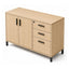 Credenza para Oficina Alta con Cajonera 2+1 - VERSA READY - Varios Colores - 2 Puertas Abatibles Melamínicas con 1 Entrepaño Interno - RE-840D - VERSA - NOGAL BEAT - Credenza