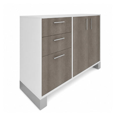 Credenza para Oficina Alta con Cajonera 2+1 y 2 - VERSA AXIO - Varios Colores - Cajonera con Cerradura - AO-840D - VERSA - NOGAL BEAT - Credenza