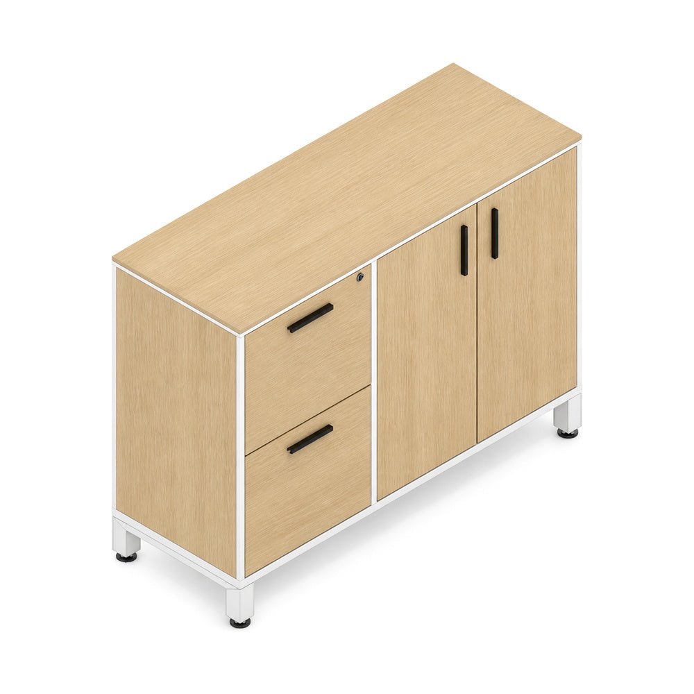 Credenza para Oficina Alta con Cajonera - VERSA LEVA - 1 Entrepaño Ajustable Sin Cerradura - VP-842I LEVA - VERSA - NOGAL BEAT - Credenza