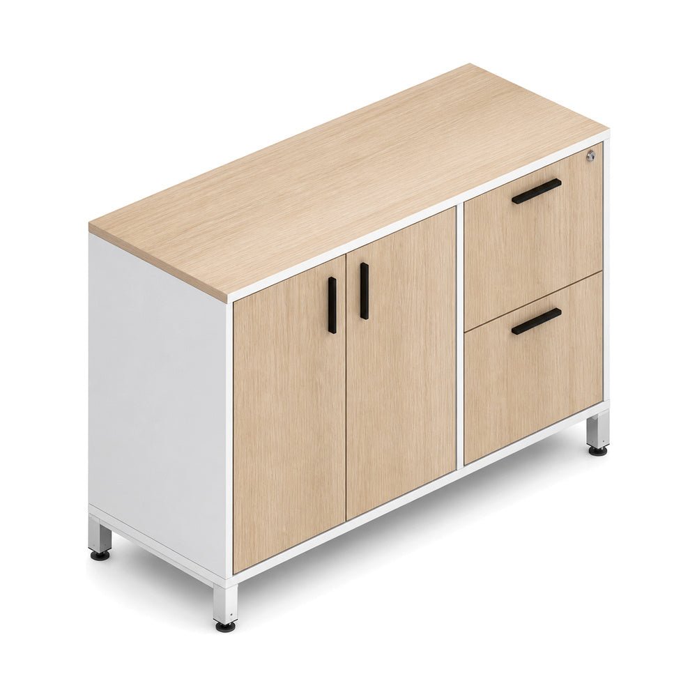 Credenza para Oficina Alta con Cajonera - VERSA LEVA - 1 Entrepaño Ajustable Sin Cerradura - VP-842D LEVA - VERSA - NOGAL BEAT - Credenza