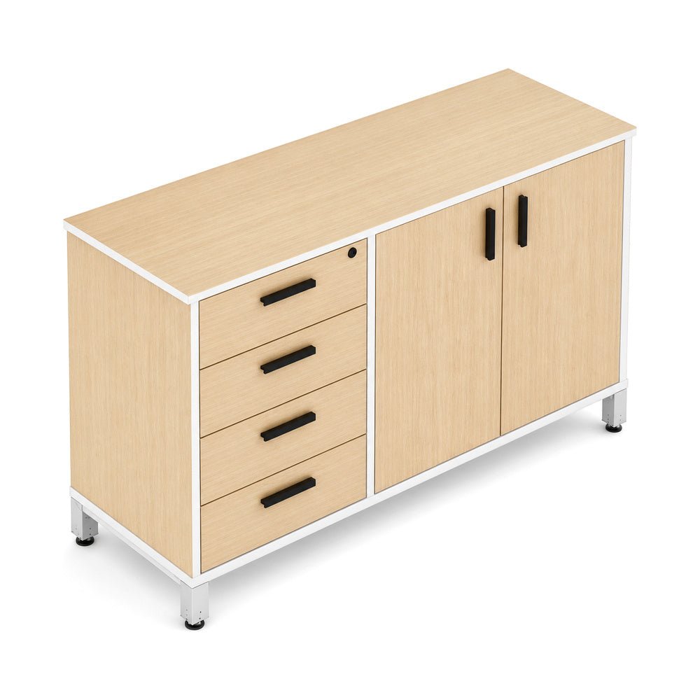 Credenza para Oficina Alta Izquierda - VERSA VENTO PLUS - Varios Colores - 2 Puertas Melamínicas con 1 Entrepaño Interno Ajustable - VP-844I VENTO PLUS - VERSA - NOGAL BEAT - Credenza