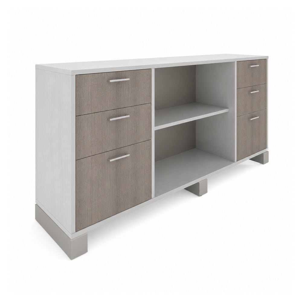 Credenza para Oficina Alta - VERSA AXIO - Blanco/Gris - Cajoneras con Cerradura y Gavetas Folder Colgante - AO-868 - VERSA - NOGAL BEAT - Credenza