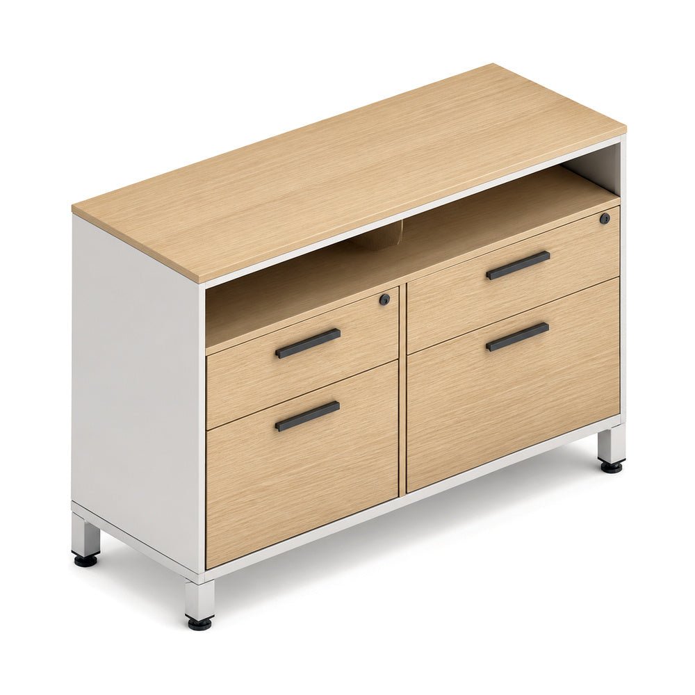 Credenza para Oficina Alta - VERSA LEVA - 1 Entrepaño Superior Abierto Fijo Melamínico - VP-846 LEVA - VERSA - NOGAL BEAT - Credenza