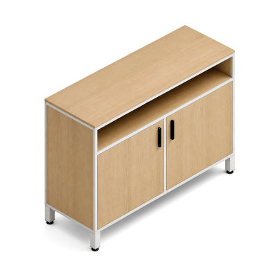 Credenza para Oficina Alta - VERSA LEVA - Division y 2 Entrepaños Internos Melamínicos Ajustables - VP-848 LEVA - VERSA - NOGAL BEAT - Credenza
