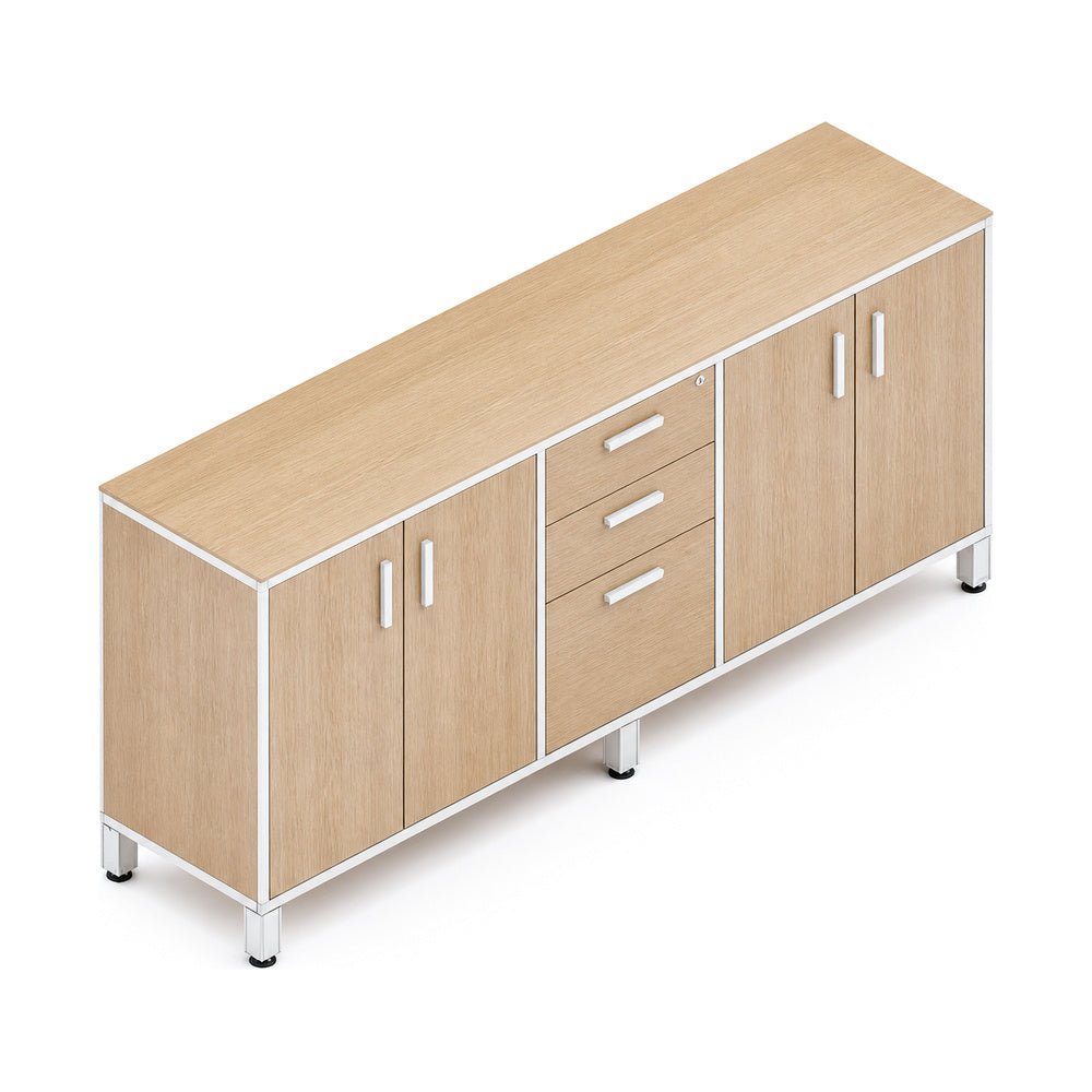 Credenza para Oficina Alta - VERSA VENTO PLUS - Varios Colores - 2 Entrepaños Laterales Internos Melamínicos Ajustables en Al - VP-866 VENTO PLUS - VERSA - NOGAL BEAT - Credenza