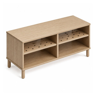 Credenza para Oficina Baja con 2 Entrepaños Metálicos Estampado Plug - VERSA READY - Varios Colores - Altura 57 cm - 4 Patas Cortas Ready Acero Blanco Altura 12cm - RE-808 - VERSA - NOGAL BEAT - Credenza