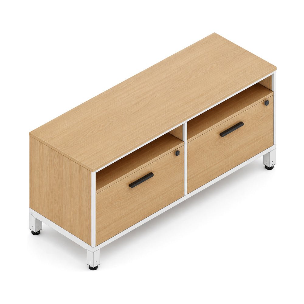 Credenza para Oficina Baja con Gavetas con Accesorios Folder - VERSA GIZA - Estructura Blanco - Jaladeras Niza - CS-816M GIZA - VERSA - NOGAL BEAT - Credenza