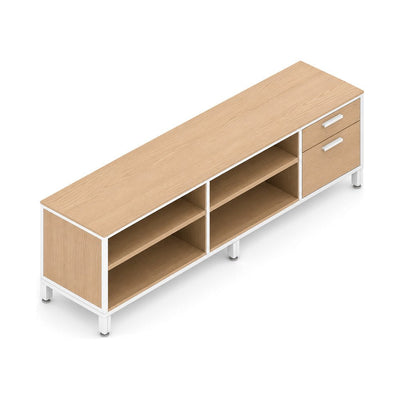 Credenza para Oficina Baja Derecha - VERSA VENTO PLUS - Varios Colores - Altura 52 cm - 2 Entrepaños Metálicos Troquelado Link Ajustables en Altura - VP-822DM VENTO PLUS - VERSA - NOGAL BEAT - Credenza