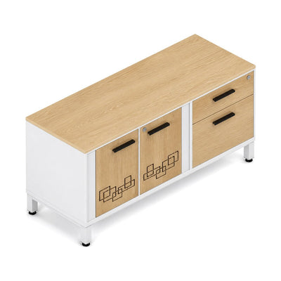 Credenza para Oficina Baja Derecha - VERSA VENTO PLUS - Varios Colores - Altura 52 cm - 2 Puertas Metálicas Troquelado Link con Cerradura - VP-814DM VENTO PLUS - VERSA - NOGAL BEAT - Credenza
