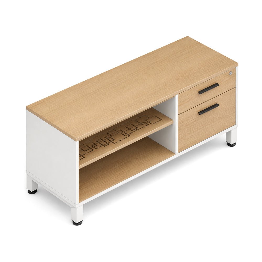 Credenza para Oficina Baja Derecha - VERSA VENTO PLUS - Varios Colores - Altura 52 cm - Entrepaño Metálico Troquelado Link con Ajuste de Altura - VP-804DM VENTO PLUS - VERSA - NOGAL BEAT - Credenza