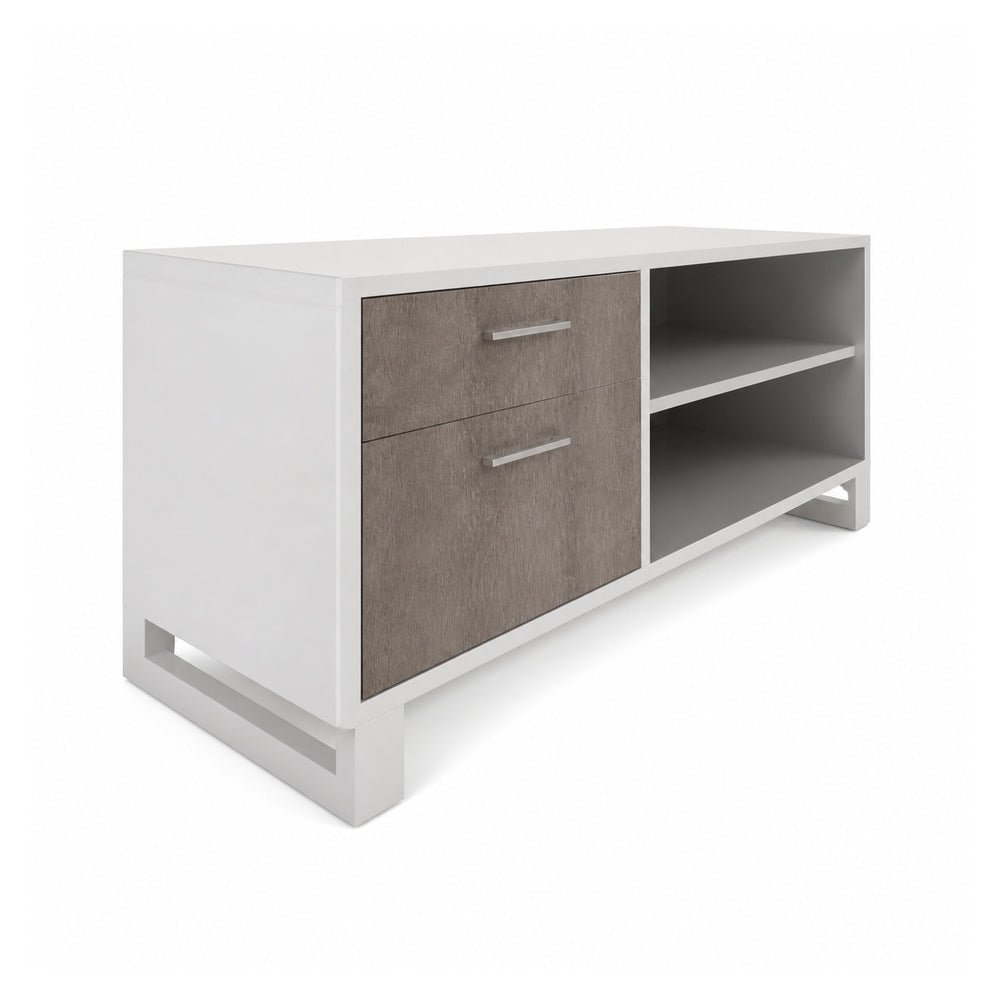 Credenza para Oficina Baja Fija con Cajonera (cerradura+gaveta Folder Colgante) - VERSA AXIO - Varios Colores - Frente 120 cm - Entrepaño Metálico Troquelado - AO-804D - VERSA - NOGAL BEAT - Credenza