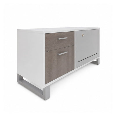 Credenza para Oficina Baja Móvil con Cajonera (cerradura+gaveta Folder Colgante) - VERSA AXIO - Varios Colores - Diseño Troquelado - AO-814DM - VERSA - NOGAL BEAT - Credenza