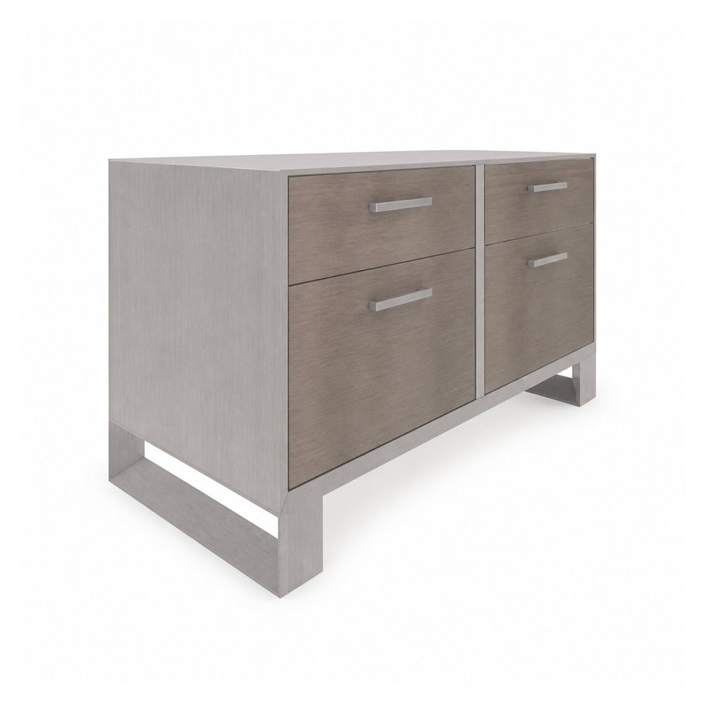 Credenza para Oficina Baja - VERSA AXIO - Blanco/Gris - Frente 94 cm y Altura 57 cm - Jaladeras Niza - AO-802 - VERSA - NOGAL BEAT - Credenza