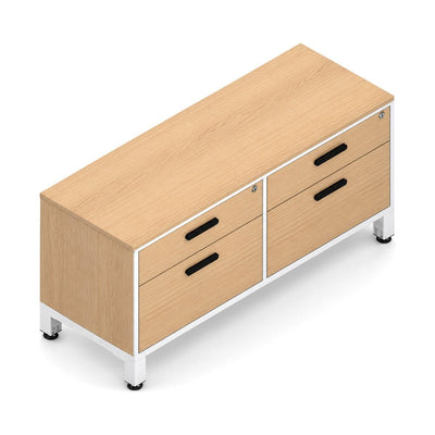 Credenza para Oficina Baja - VERSA GIZA - Estructura Blanco - Jaladeras Niza - CS-806M GIZA - VERSA - NOGAL BEAT - Credenza