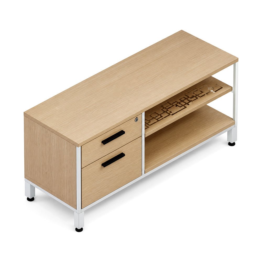 Credenza para Oficina Baja - VERSA LEVA - Altura 52 cm - Entrepaño Metálico Troquelado Link - VP-804IM LEVA - VERSA - NOGAL BEAT - Credenza