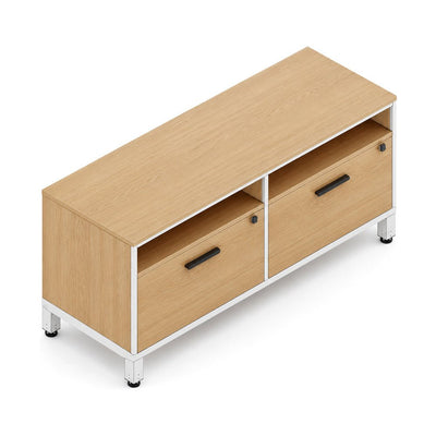 Credenza para Oficina Baja - VERSA LEVA - Altura 52 cm - Entrepaños Superiores Melamínicos Abiertos Fijos - CS-816M LEVA - VERSA - NOGAL BEAT - Credenza