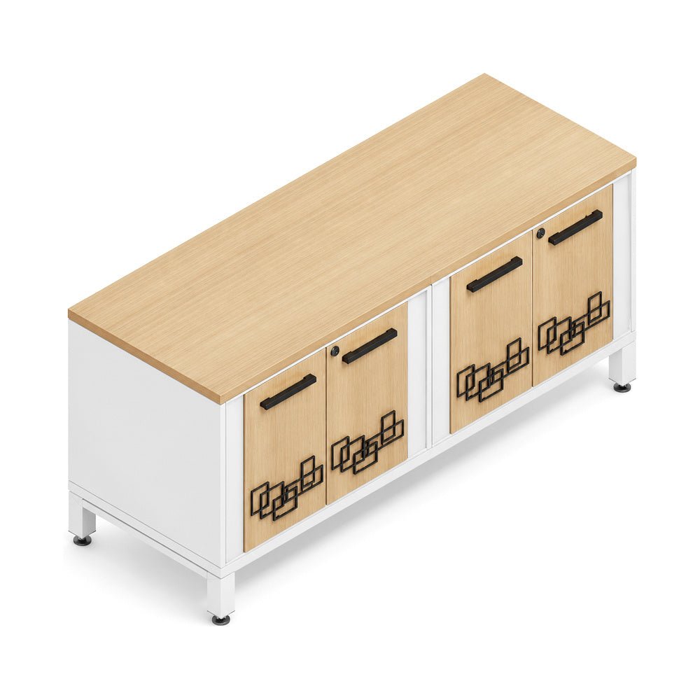 Credenza para Oficina Baja - VERSA LEVA - Frente 120 cm y Altura 52 cm - Entrepaños Internos Melamínicos - VP-812M LEVA - VERSA - NOGAL BEAT - Credenza
