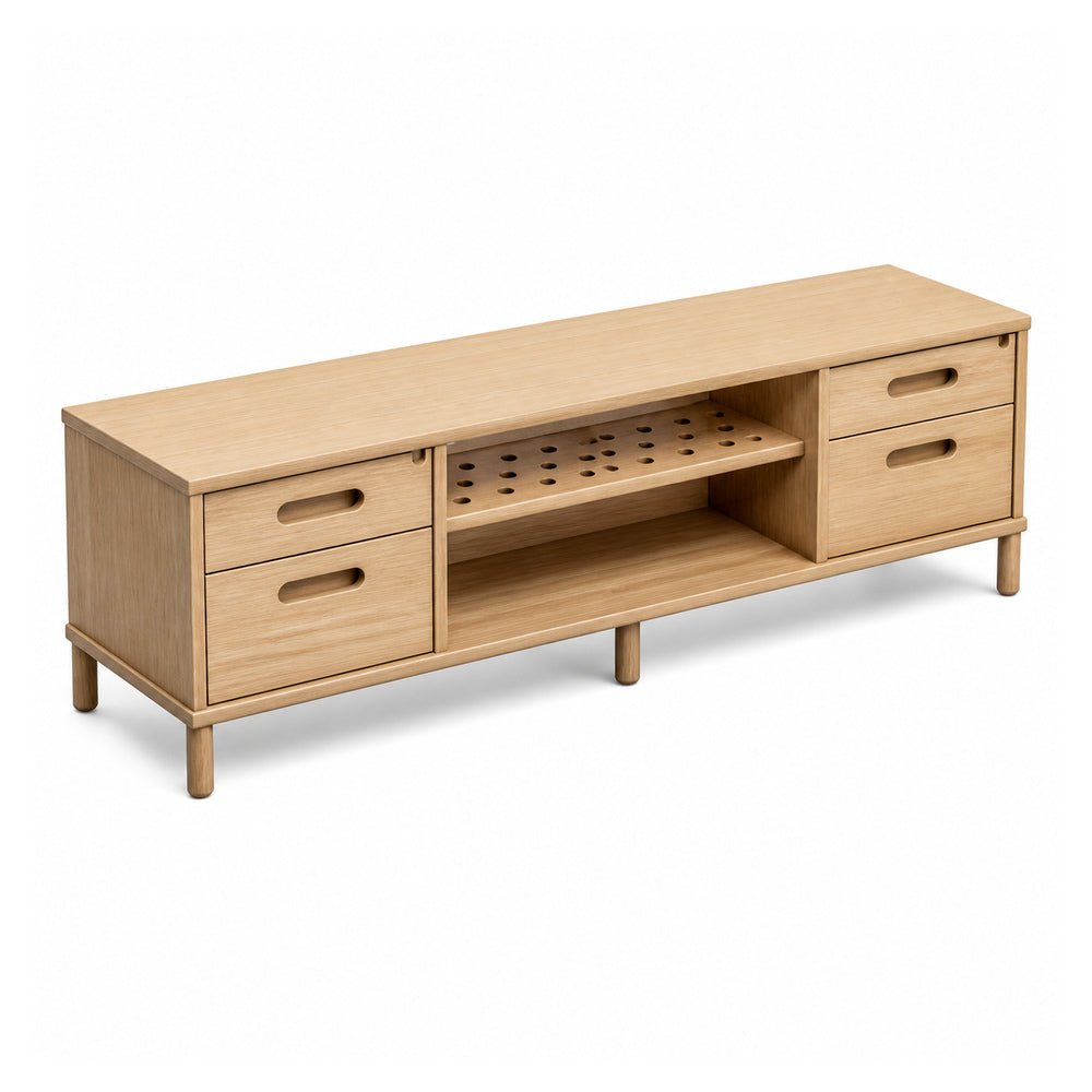 Credenza para Oficina Baja - VERSA READY - Varios Colores - Altura 52 cm - 1 Entrepaño Central Metálico Estampado Plug Ajustable - RE-828M - VERSA - NOGAL BEAT - Credenza