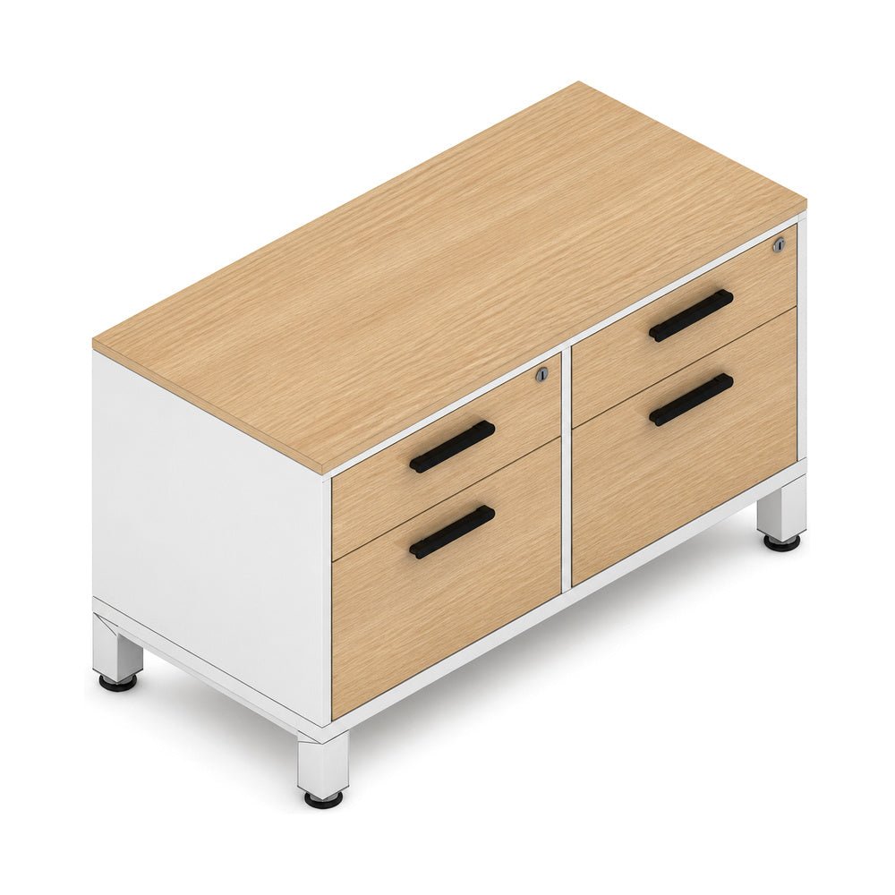 Credenza para Oficina Baja - VERSA VENTO PLUS - Varios Colores - Frente 94 cm y Altura 57 cm - 2 Patas Cortas Vento Plus Marco en Acero - VP-802 VENTO PLUS - VERSA - NOGAL BEAT - Credenza