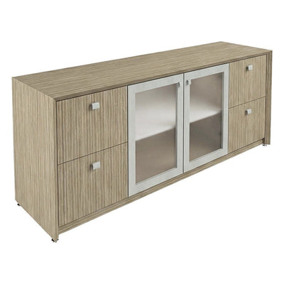 Credenza para Oficina Ejecutiva - GEBESA CONTEMPO - Frente 180 cm - Con Puertas de Vidrio - GCC531180CV - GEBESA - NOGAL BEAT - Credenza