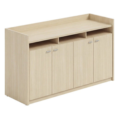 Credenza para Oficina Ejecutiva - GEBESA MESAS CONFIGURABLES - 4 Puertas - Frente 180 cm - Cuerpo Baja Presión y Frentes de Chapa - GBJ534180CNBP - GEBESA - NOGAL BEAT - Credenza
