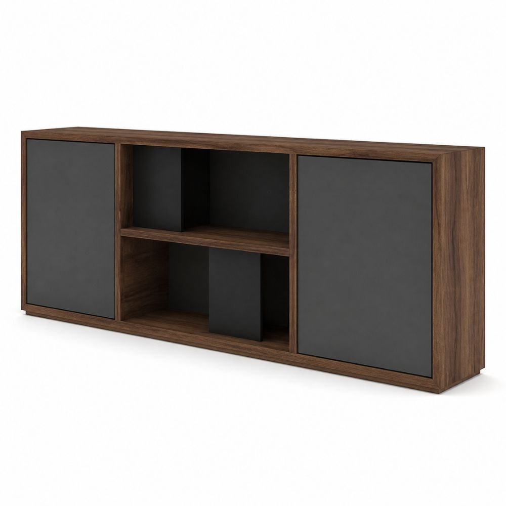 Credenza para Oficina - VERSA PIANNO - 2 Puertas en MDF Pintado - PI-510N - VERSA - NOGAL BEAT - Credenza