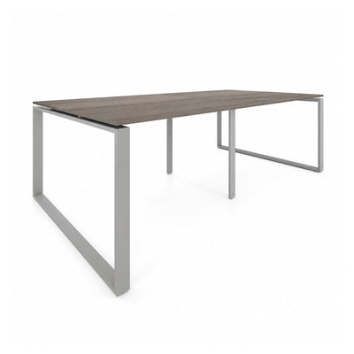 Escritorio de Oficina Bench para 4 Usuarios - VERSA AXIO - Blanco/Gris - Frente 320 cm - Riel Central en Aluminio - AO-716 - VERSA - NOGAL BEAT - Escritorio de Oficina