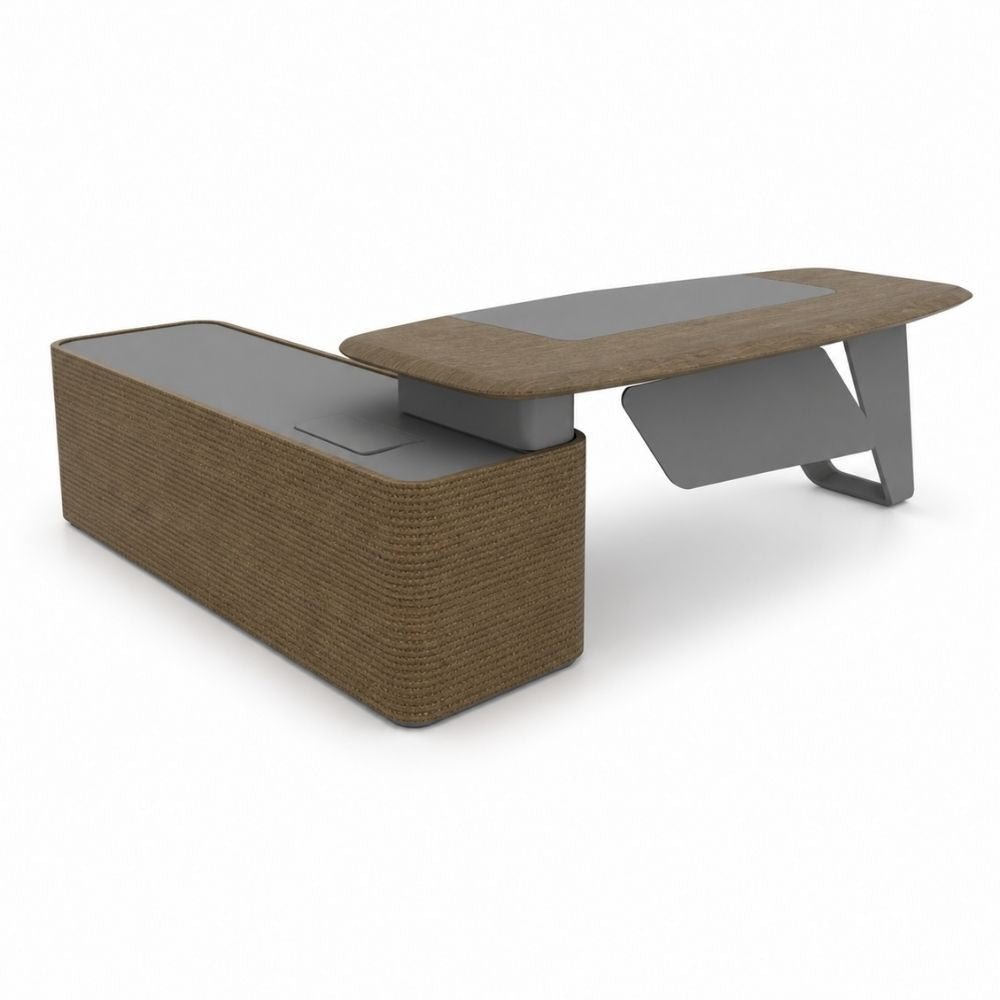 Escritorio de Oficina Módulo - VERSA ARPPA - Chapa de Madera Natural Teca Acabado - AP-100D - VERSA - NOGAL BEAT - Escritorio de Oficina